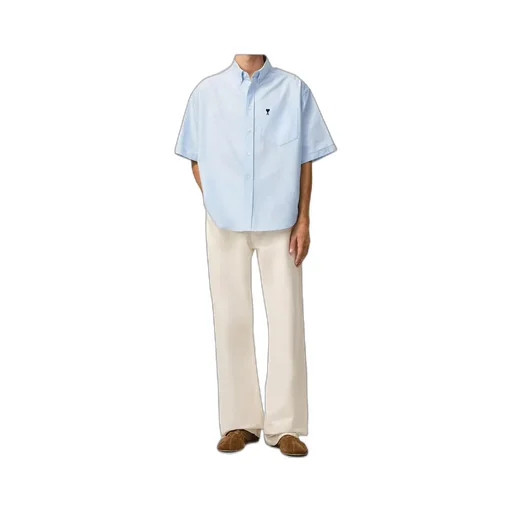 Ami Paris Short-Sleeved Curved Hem Shirt