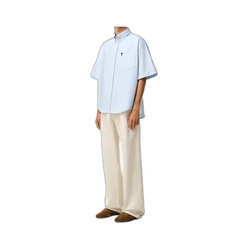 Ami Paris Short-Sleeved Curved Hem Shirt