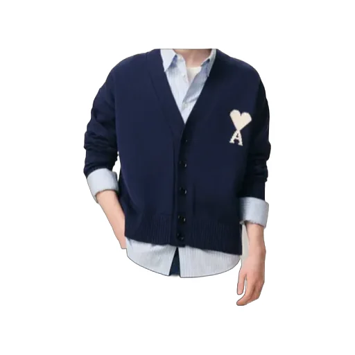 Ami Paris Ami De Coeur V-Neck Cardigan