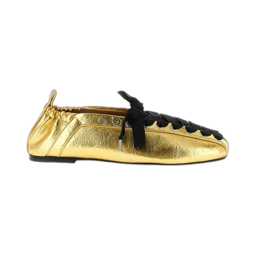 Ganni Logo Plaque Ballet Flats