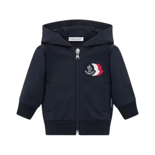 Moncler Enfant Tricolor Logo Zip-Up Hoodie
