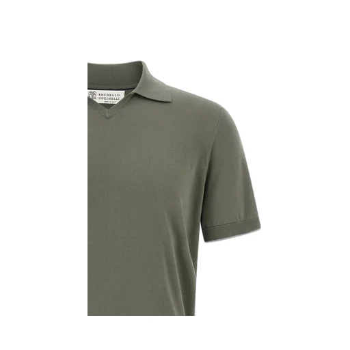 Brunello Cucinelli Short Sleeved Ribbed Polo Shirt