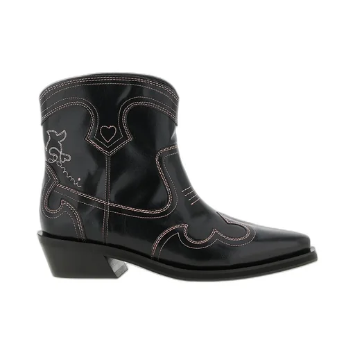 Ganni Low Shaft Embroidered Western Boots