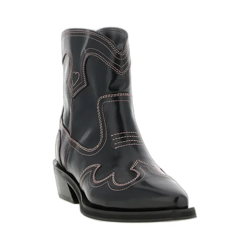 Ganni Low Shaft Embroidered Western Boots