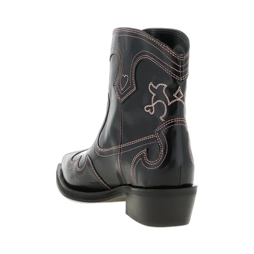 Ganni Low Shaft Embroidered Western Boots