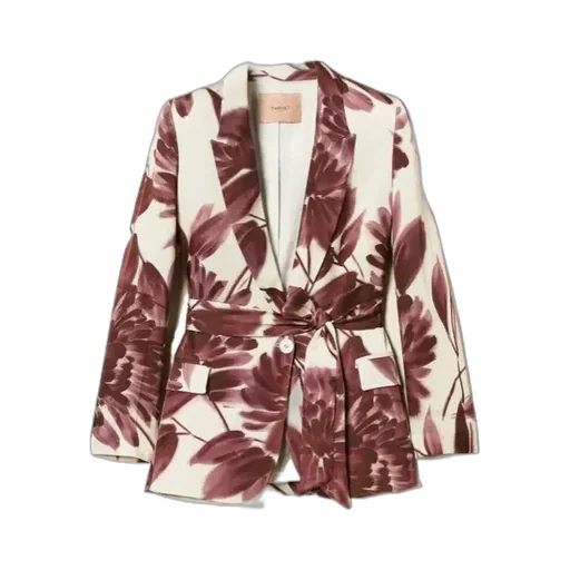 Floral-Print Belted Blazer