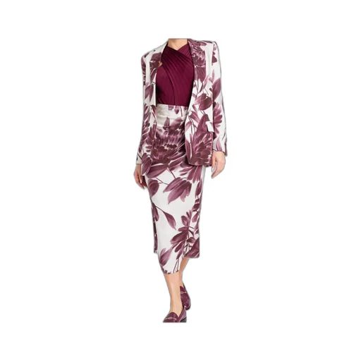 Floral-Print Belted Blazer