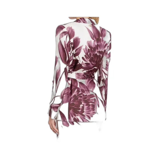 Floral-Print Belted Blazer