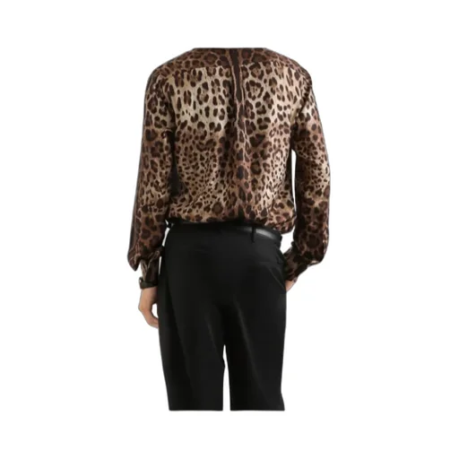 Leopard Print Silk Twill Gold Shirt
