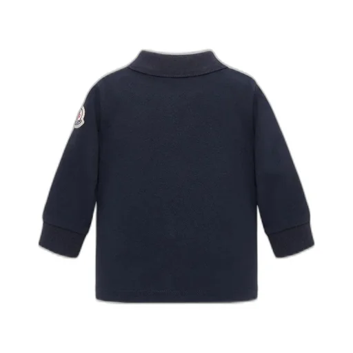 Moncler Enfant Tricolor Piquet Long Sleeved Polo Shirt