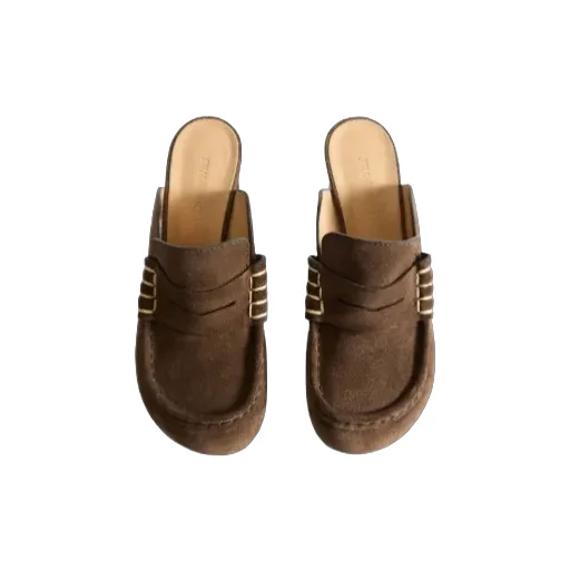 Loafer Mule Sandal In Chocolate Brown