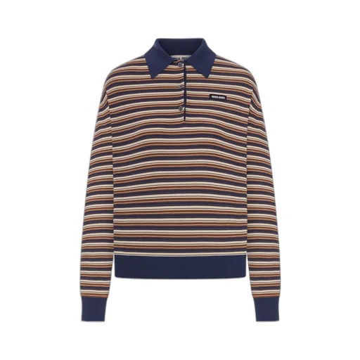 Miu Miu Knitted Striped Polo Shirt
