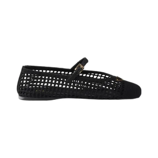 Prada Triangle-Logo Mesh Ballerinas