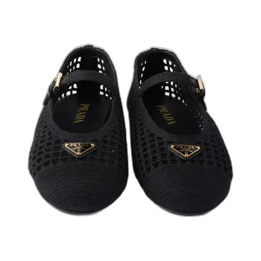 Prada Triangle-Logo Mesh Ballerinas