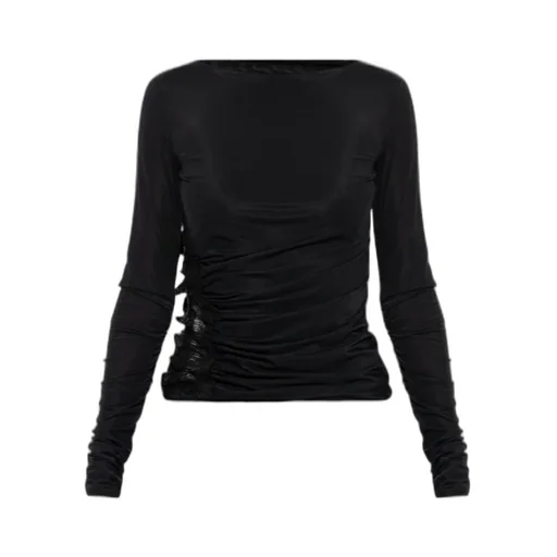 Lace-Insert Ruched Top