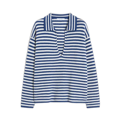 Long-Sleeved Cashmere Knit Polo Shirt