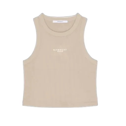 Cropped Tank Top In Cotton With Givenchy Paris Print