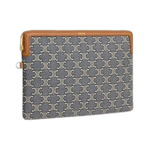 Small Pouch With Strap Cuir Triomphe In Jacqaurd Triomphe All Over