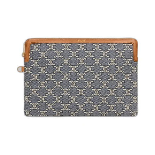 Small Pouch With Strap Cuir Triomphe In Jacqaurd Triomphe All Over