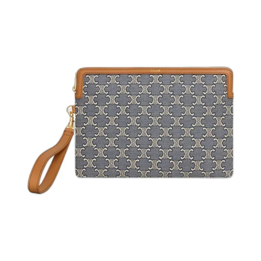 Small Pouch With Strap Cuir Triomphe In Jacqaurd Triomphe All Over