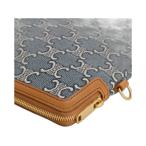 Small Pouch With Strap Cuir Triomphe In Jacqaurd Triomphe All Over
