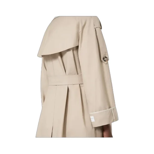 Oversized Water-Repellent Twill Trench Coat - Sand
