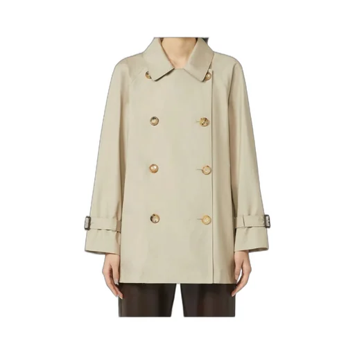 Cropped Water-Repellent Twill Trench Coat - Sand