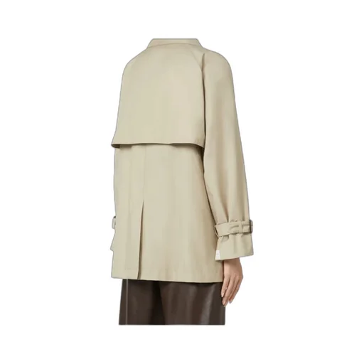 Cropped Water-Repellent Twill Trench Coat - Sand