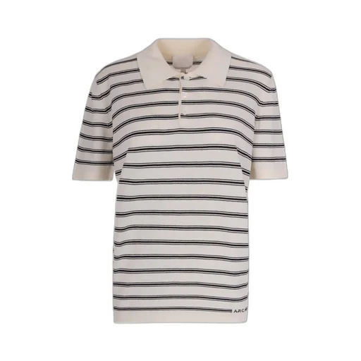 A.P.C. Short Sleeve Striped Knitted Polo Shirt
