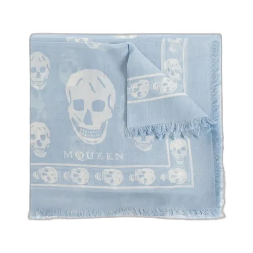 Alexander Mcqueen Classic Skull Printed Frayed-Edeg Scarf