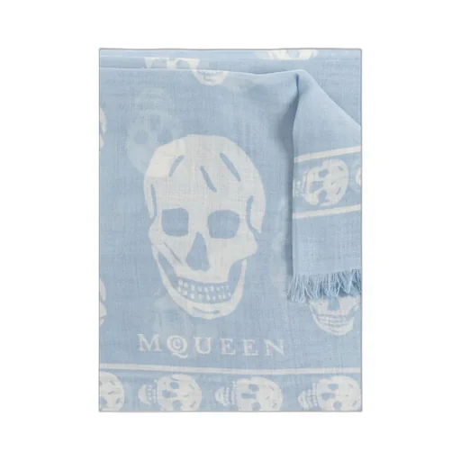 Alexander Mcqueen Classic Skull Printed Frayed-Edeg Scarf