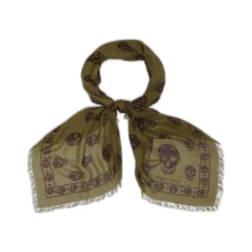 Alexander Mcqueen Classic Skull Printed Frayed-Edeg Scarf