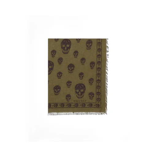 Alexander Mcqueen Classic Skull Printed Frayed-Edeg Scarf