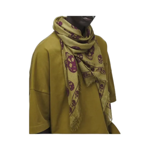 Alexander Mcqueen Classic Skull Printed Frayed-Edeg Scarf