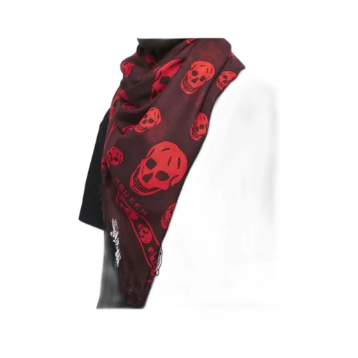 Alexander Mcqueen Classic Skull Printed Frayed-Edeg Scarf