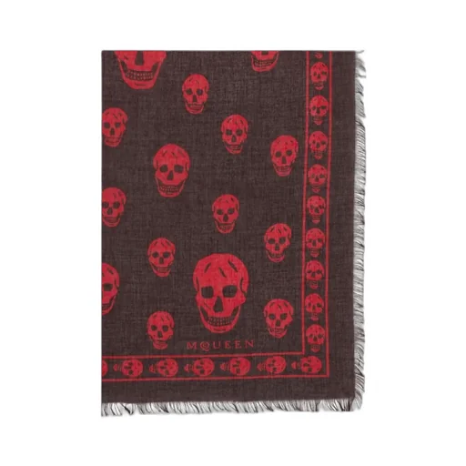 Alexander Mcqueen Classic Skull Printed Frayed-Edeg Scarf