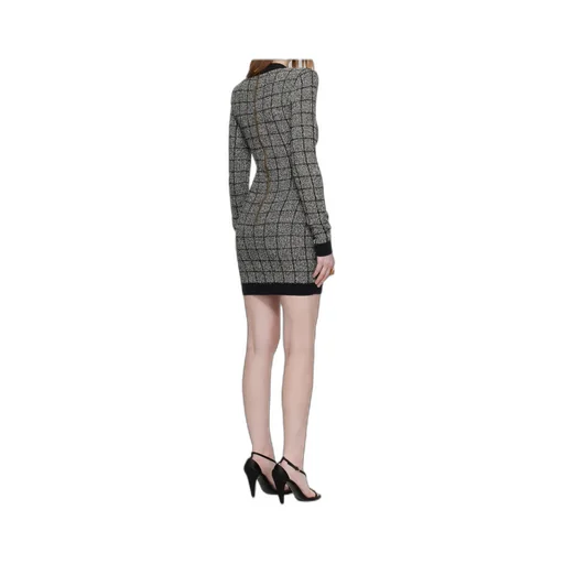 Balmain Tweed Long-Sleeve Dress