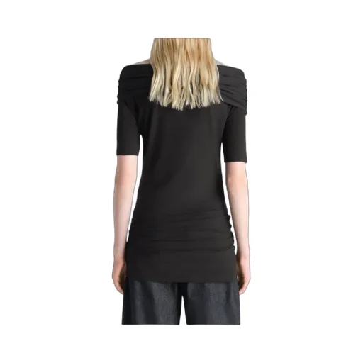 Short Sleeve Twisted Top In Cotton Crepe Jersey