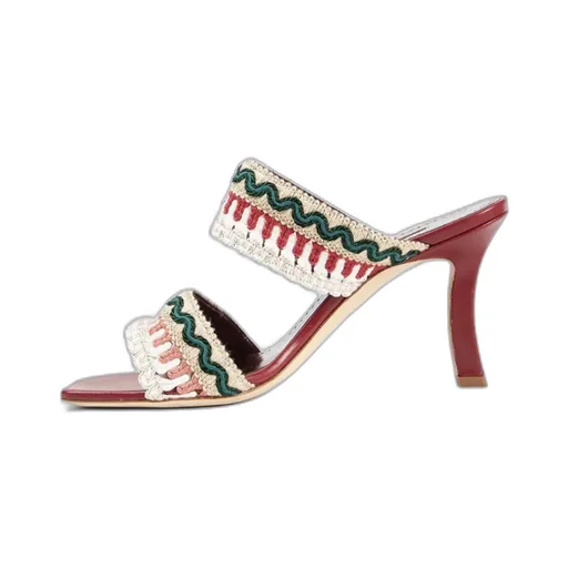 Square-Toed High-Heeled Sandals