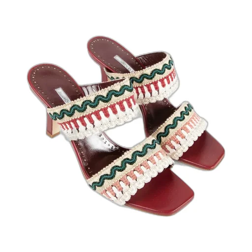 Square-Toed High-Heeled Sandals