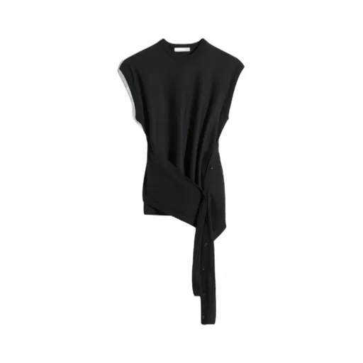 Sleeveless Buttoned Top In Merino Blend