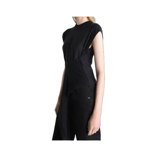 Sleeveless Buttoned Top In Merino Blend