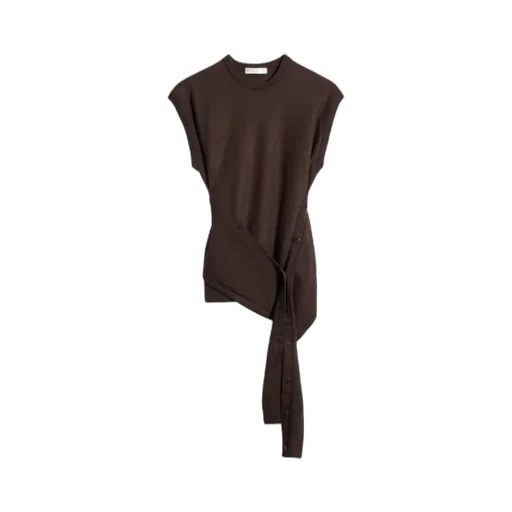 Sleeveless Buttoned Top In Merino Blend