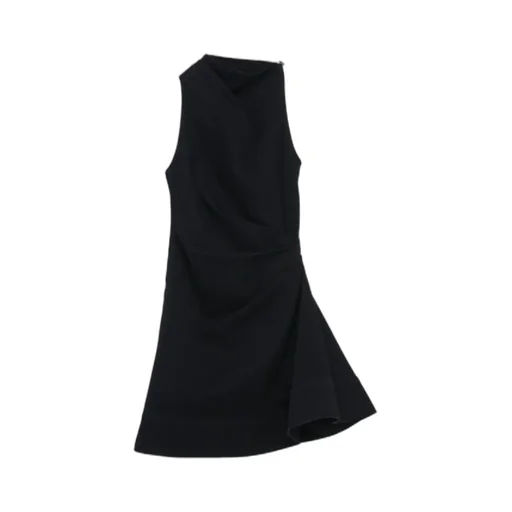 Alexander Mcqueen Denim Asymmetric Mini Dress