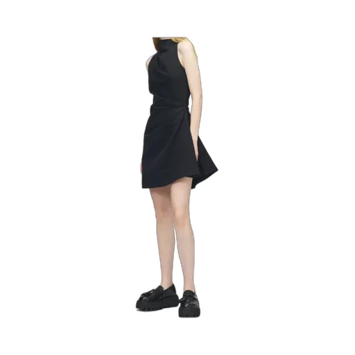 Alexander Mcqueen Denim Asymmetric Mini Dress