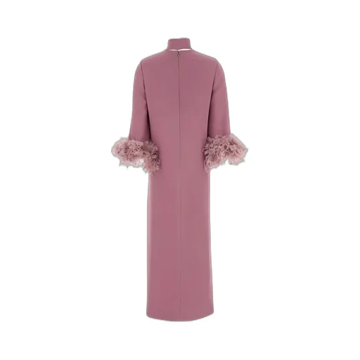 Valentino	Bow Detailed Feather-Trim Dress