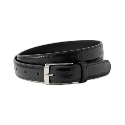 Dana Crocodile-Patterned Leather Belt