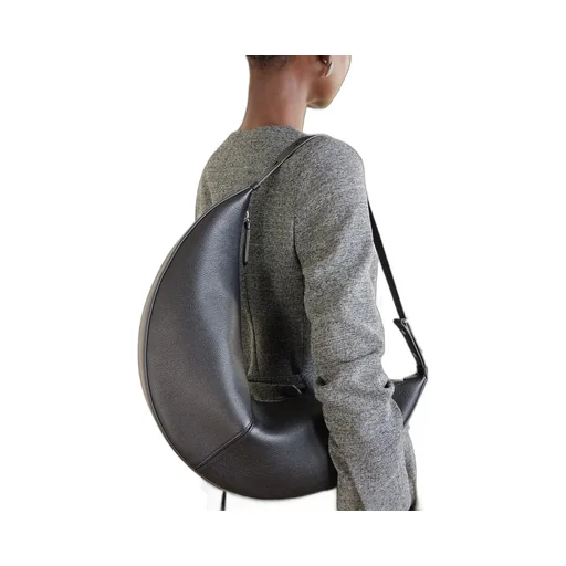 Slide Paneled Full-Grain Leather Shoulder Bag