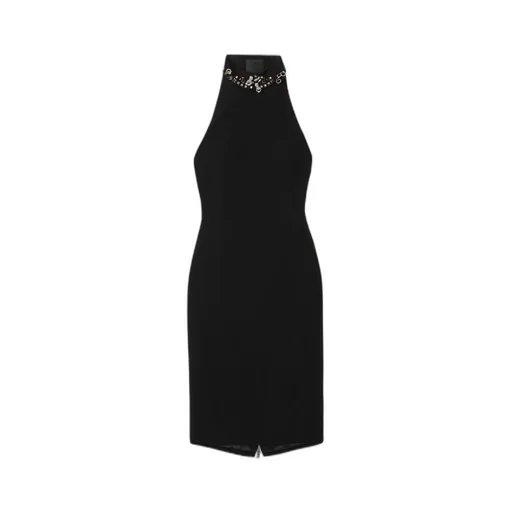 Beaded Cutout Crepe Dress