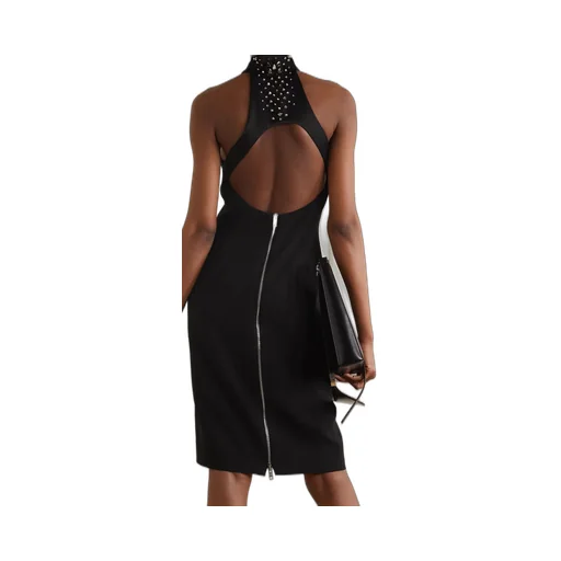 Beaded Cutout Crepe Dress